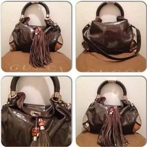 Gucci Indy Patent Leather Satchel Handbag